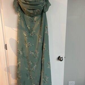 Birdy Grey Strapless Floral Dress in Sage Green